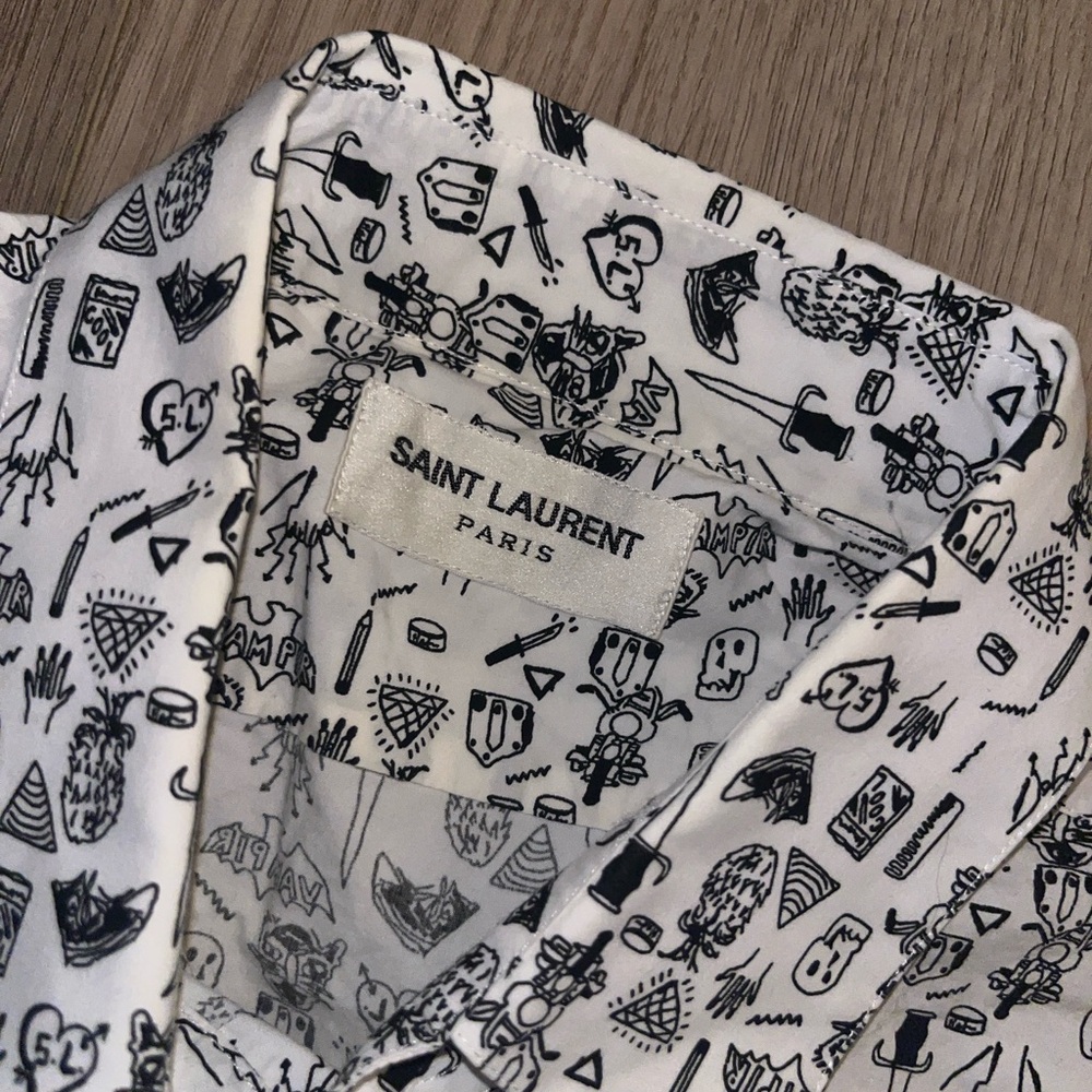 Saint Laurent Vampire Skull Print Dress Shirt - Picture 6 of 12